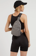 Load image into Gallery viewer, Dark Gray Nylon Flat Quilt Sling Back Bag
