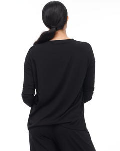 Paper Label Black Relaxed Long Sleeve Tee