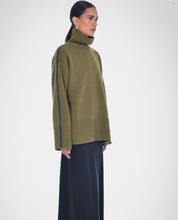 Load image into Gallery viewer, Paper Label Moss Green Turtleneck Sweater with Side Stripe
