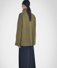 Load image into Gallery viewer, Paper Label Moss Green Turtleneck Sweater with Side Stripe
