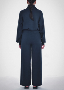 Paper Label Belted Black Knit Pant