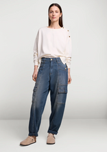 Load image into Gallery viewer, Summum Striped Barrel Shaped Cargo Jeans
