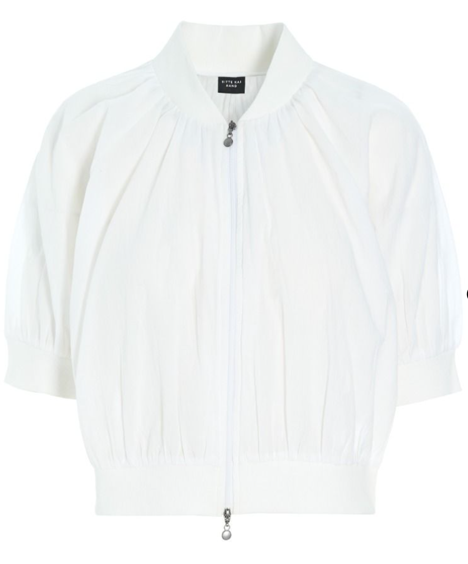 White Cotton Voile Crop Shirt Jacket