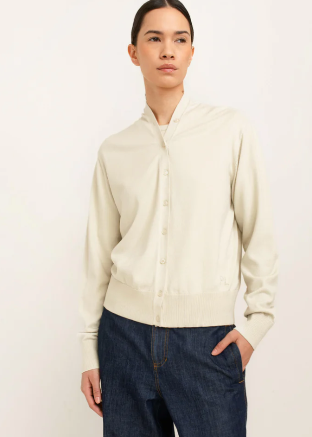 Paper Label Button Up Sweater