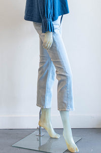 Cropped Kick Flare Washed Light Denim Jean
