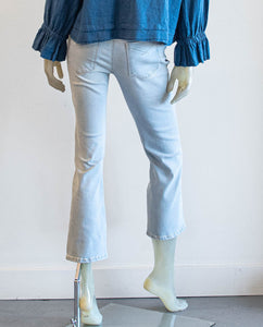 Cropped Kick Flare Washed Light Denim Jean