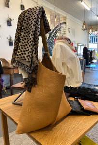 Leather Wedge Tote