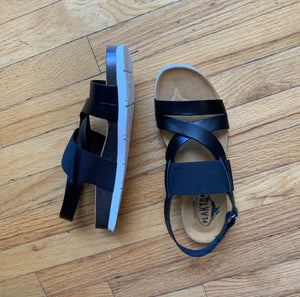 Black Cross Strap Sandal