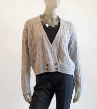 Load image into Gallery viewer, Cable Knit Heather Gray Cardigan
