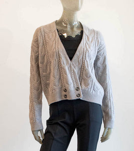 Cable Knit Heather Gray Cardigan