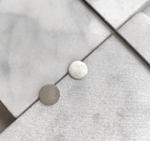 Brushed Sterling Silver Moon Studs