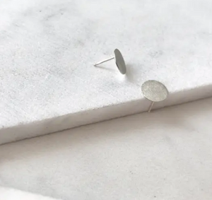 Brushed Sterling Silver Moon Studs