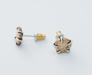 Silver Prong on Hammered Brass Studs