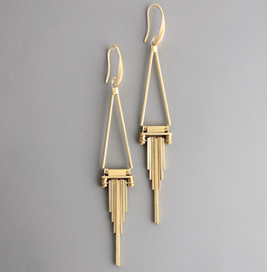 Long Brass Drop Earrings