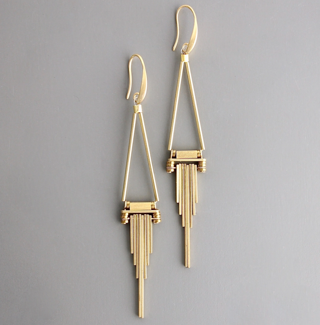 Long Brass Drop Earrings