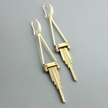 Load image into Gallery viewer, Long Brass Drop Earrings
