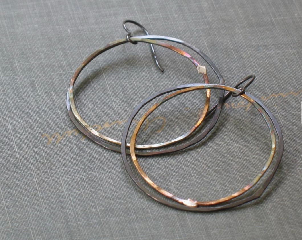 Two Toned Brass Hoops