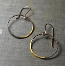 Load image into Gallery viewer, Gold Leaf on Steel Hoop Earrings

