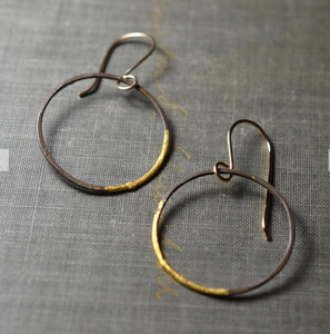 Gold Leaf on Steel Hoop Earrings