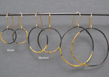 Load image into Gallery viewer, Gold Leaf on Steel Hoop Earrings
