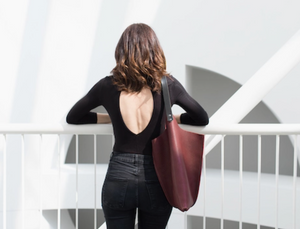 Leather Wedge Tote