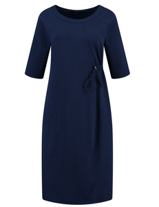 Fleece Lined Midi Knit Cotton Dress