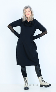 Fleece Lined Midi Knit Cotton Dress