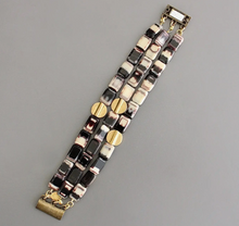 Load image into Gallery viewer, 3 Strand Glass and Brass Bracelet
