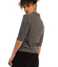 Load image into Gallery viewer, Paper Label Pointelle Polo Knit Blouse
