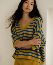 Load image into Gallery viewer, Paper Label Striped V-Neck Blouse
