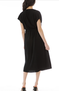 Paper Label Pleated Wrap Dress