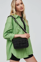 Load image into Gallery viewer, Black Quilted Woven Look Nylon Bag
