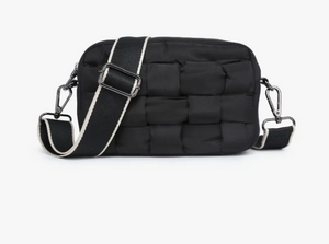 Black Quilted Woven Look Nylon Bag