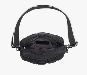Black Quilted Woven Look Nylon Bag