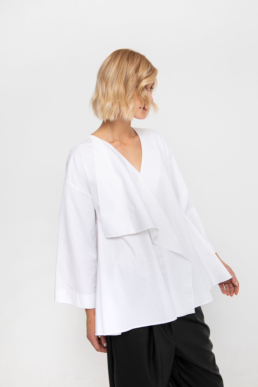 Ozai White Cotton Poplin Blouse