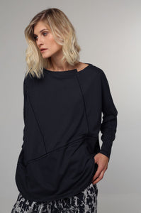 Ozai Dark Gray Seamed Knit Blouse