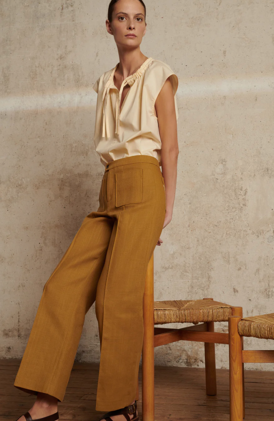 Soeur Khaki Straight Cut Pant